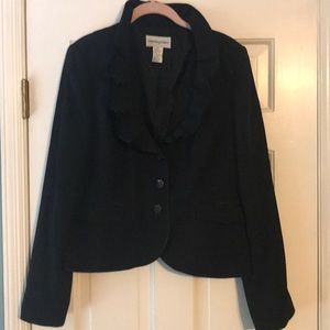 Satin trimmed black Bloomingdales blazer. Size 14